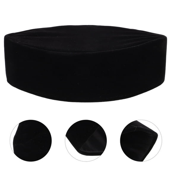 AURARMLET Men's Black Velvet Islamic Prayer Beanie Hat Southeast Asian Style Muslim Worship Cap for Daily Use