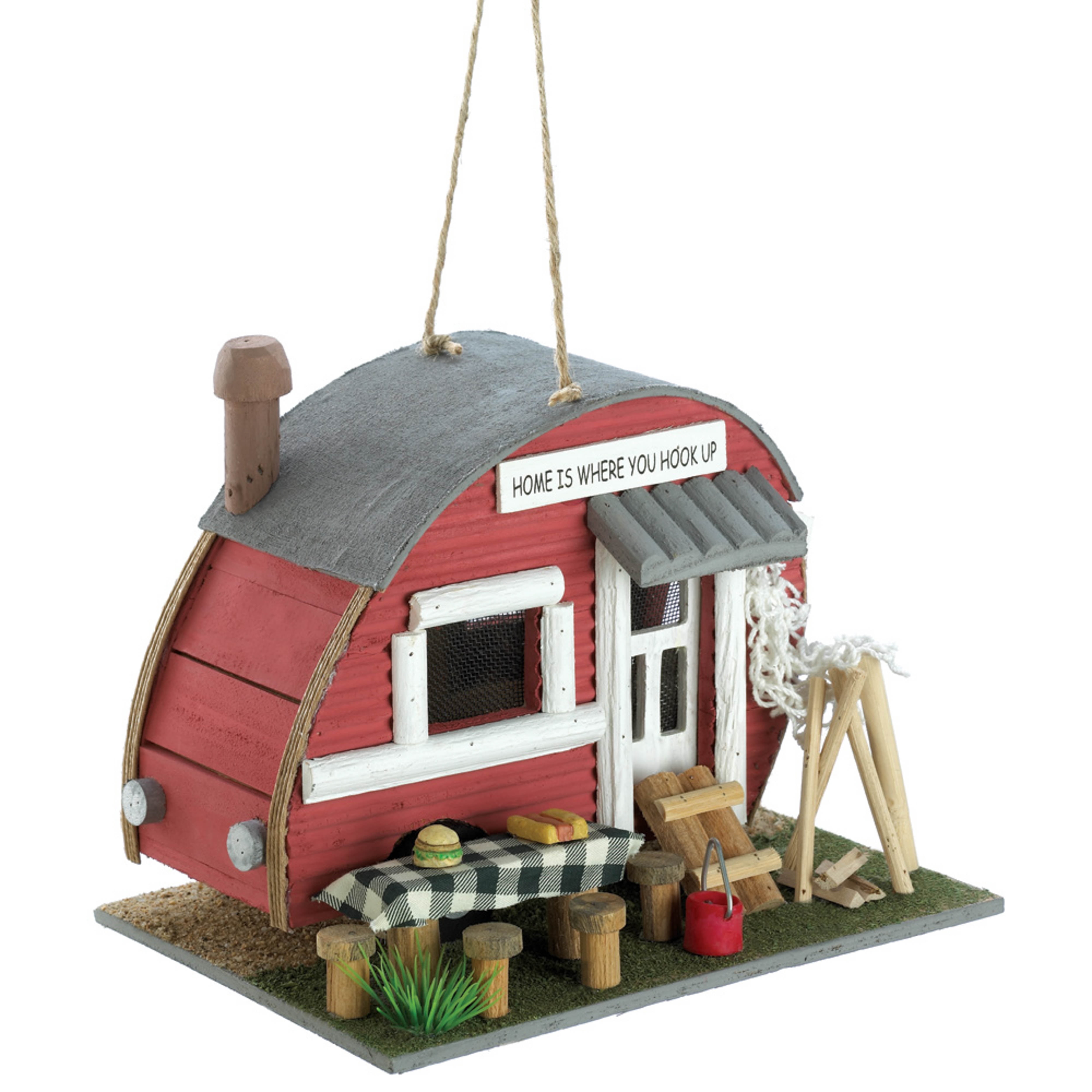 Zingz & Thingz Red Trailer Birdhouse 8.25x6.125x6.75”