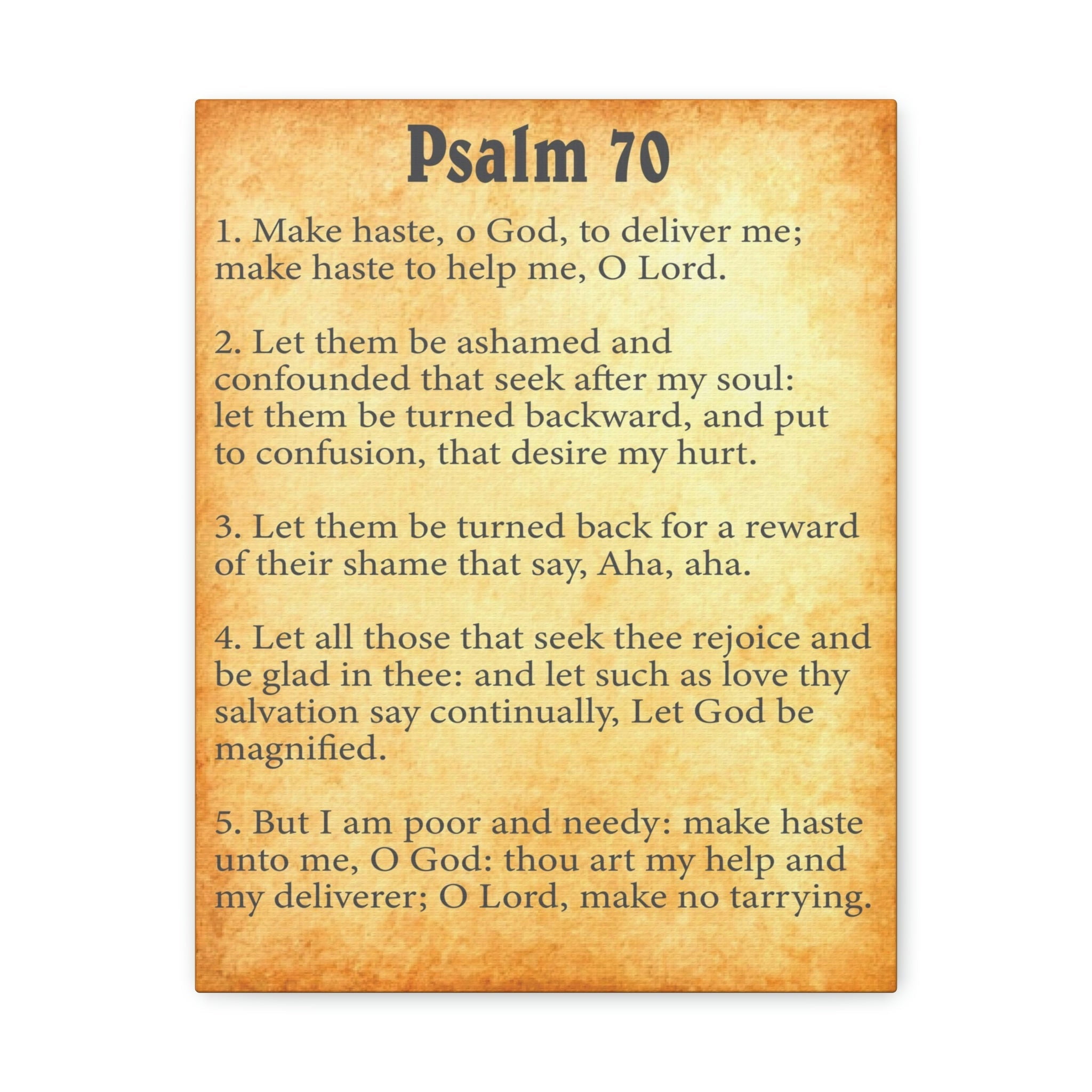Scripture Walls Psalm 70 Chapter Gold Bible Canvas Christian Wall Art Ready to Hang Unframed