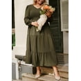 thumbnail image 3 of Women Plus Size Fall Dresses Long Sleeve V Neck Dress Maxi Casual Flowy Tiered 2026 Dress with Pockets, 3 of 5
