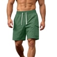 thumbnail image 4 of Hurxie Mens Casual Sweat Cargo Shorts Drawstring Elastic Waist Short Athletic Workout Gym Jogger Shorts with Pockets Green,3XL, 4 of 5