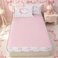 thumbnail image 4 of Erosebridal Monogram Letter C Zipper Twin Comforter Sets with Fitted Sheet and 2 Pillowcases,Satin Bow Decoration Zipper Bedding Set,Pink White,4-Piece,Pink Reversible, 4 of 6