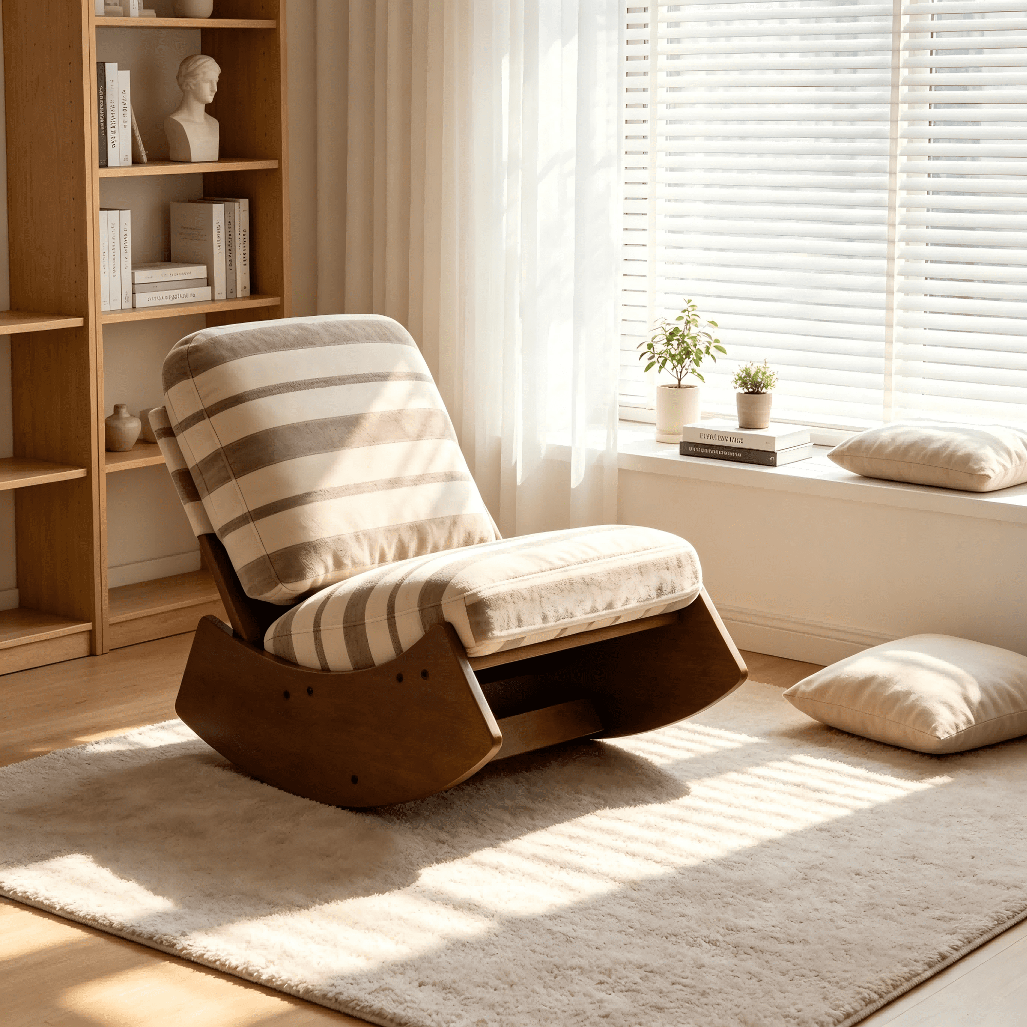 JKECAMARK Upholstered Glider Rocking Chair, Solid Wood Frame Accent Chair, Gray