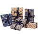 thumbnail image 1 of Hojas de papel para envolver regalos de Navidad, papel kraft reciclado, 5 diseños con temática navideña en azul marino, 10 hojas, 70 x 50 cm por hoja, 1 of 4