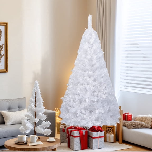 EDOEMSE 6FT Artificial Christmas Tree, White Color, Premium for Holiday Decor, Spacious Branches Sturdy Structure
