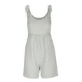 thumbnail image 4 of Diufon Playsuits for Women Solid Color Shorts Rompers Round Neck Sleeveless Strap Lace-Up Jumpsuits, 4 of 7