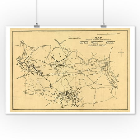 Civil War Artwork - Battle of Spotsylvania Court House - Civil War Panoramic Map (9x12 Art Print, Wall Decor Travel Poster)