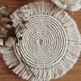 thumbnail image 2 of Handwoven Macrame Coasters - Set of 4/6 Round Cotton Placemats, Non-Slip Table Decor for Dining/Picnic (15-50cm, Beige, 100-600g), 2 of 17