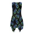 thumbnail image 4 of HELLHERO Side Pockets Summer Dresses, Blue Pineapple Sleeveless Dress Polyester Anti Wrinkle Asymmetric Hem Midi Dress Round Neck, 4 of 8
