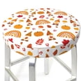 thumbnail image 5 of Salouo Fall Gnomes Harvest Pattern Bar Stool Cushion Cover, Round Crease-Resistant Stretchy Dustproof Stool Seat Slipcover for Bar Round Chair-14 inch, 5 of 6