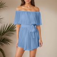 thumbnail image 2 of Mono capri con volantes y hombros descubiertos para mujer: conjunto de gasa para verano, ideal para ocasiones informales y citas, 2 of 5