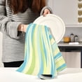 thumbnail image 6 of Blue Green Yellow Stripes Decorative Waffle Towel Kitchen Dishcloth 28x18in Multi-Use Tea Towel, 6 of 7