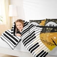 thumbnail image 4 of Manfei Music Instrument Piano Bedding Comforter Set,Musical Notes Twin Comforter Sets,Gold White Black Bedding Set For Kids,Luxury Bedroom Decor Reversible,2pcs, 4 of 8