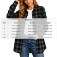 thumbnail image 3 of TRUNZI Women's Button Down Plaid Shirts Long Sleeves Lapel Collar Casual Regular Fit Shackets with Chest Pocket,Dark Gray,Size L, 3 of 8