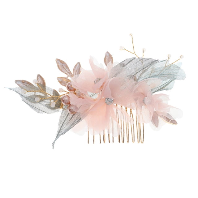 EeaseCA 1 Pc Hanfu Hair Decor Handmade Cloth Flower Hair Comb Hair Accessory (Golden)