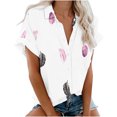 thumbnail image 2 of Gaecuw Hawaiian Shirts for Women Plus Size Blouses Short Sleeve T Shirts Regular Fit Pullover Tees T-Shirts Floral Print Tops V Neck Blouses Casual T Shirts Button Up Button Down Pullover Summer Tees, 2 of 5