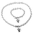 thumbnail image 1 of Conjunto de collar y pulsera con colgante de corazón sólido de acero inoxidable y titanio a la moda para mujer, conjunto, plata, 1 of 5