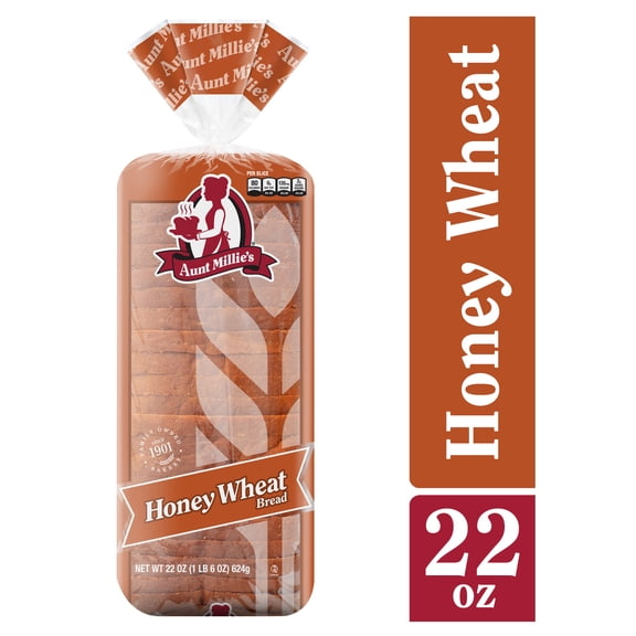 Aunt Millie's Honey Wheat Bread Loaf, 22 oz, 20 Ct