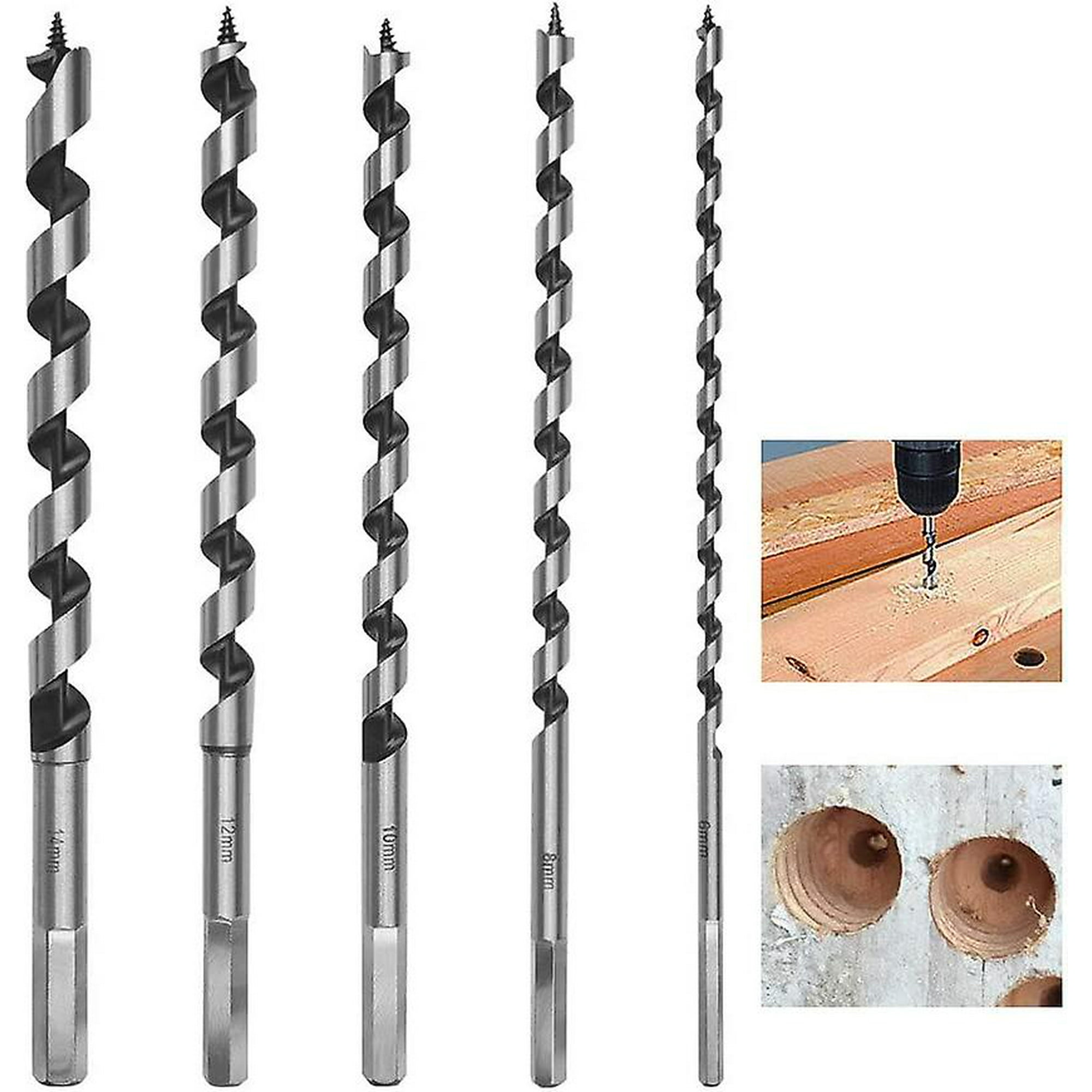Hexagonal Auger Bit 230mm Wood Drill Bit Set Carbon Steel Spiral Hole Cutter Woodworking Tool Kit With Diameter 6mm 8mm 10mm 12mm 14mm5pcs Walmart