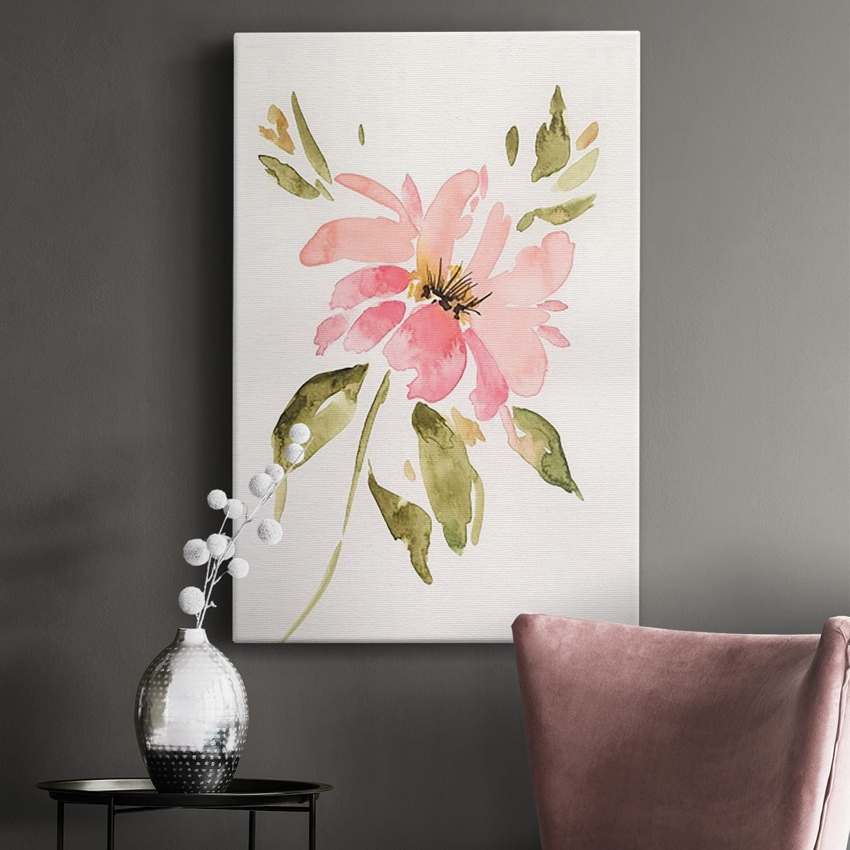 One Pink Bloom I Premium Gallery Wrapped Canvas - Ready to Hang