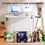 Veken 55 Inch Large Electric Standing Desk, Gaming Table, White | Height Adjustable Sit Stand Up Computer Tables for Home Office, Study , Writing, Suit students, employees and group work