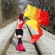 thumbnail image 5 of Fan de baile de seda largo exquisito Color Gradiente Avance de danza del vientre alargado, 5 of 7
