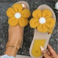 thumbnail image 5 of Xfvqtps New Ladys Slippers Plush Flowers Straw Sole Flat Bottomed Open Toe Comfortable Non-Slip Vacation Beach Summer EVA Slippers Yellow, 5 of 9