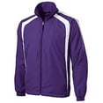 thumbnail image 2 of Sport-Tek TJST60 Mens Colorblock Raglan Jacket, Purple & White - 3XL Tall, 2 of 2