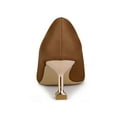 thumbnail image 2 of BLISSFUL STEP Women's Dress Pumps Pointed Toe Stiletto Heel Slip On Mid Heel Shoes Brown 6, 2 of 7