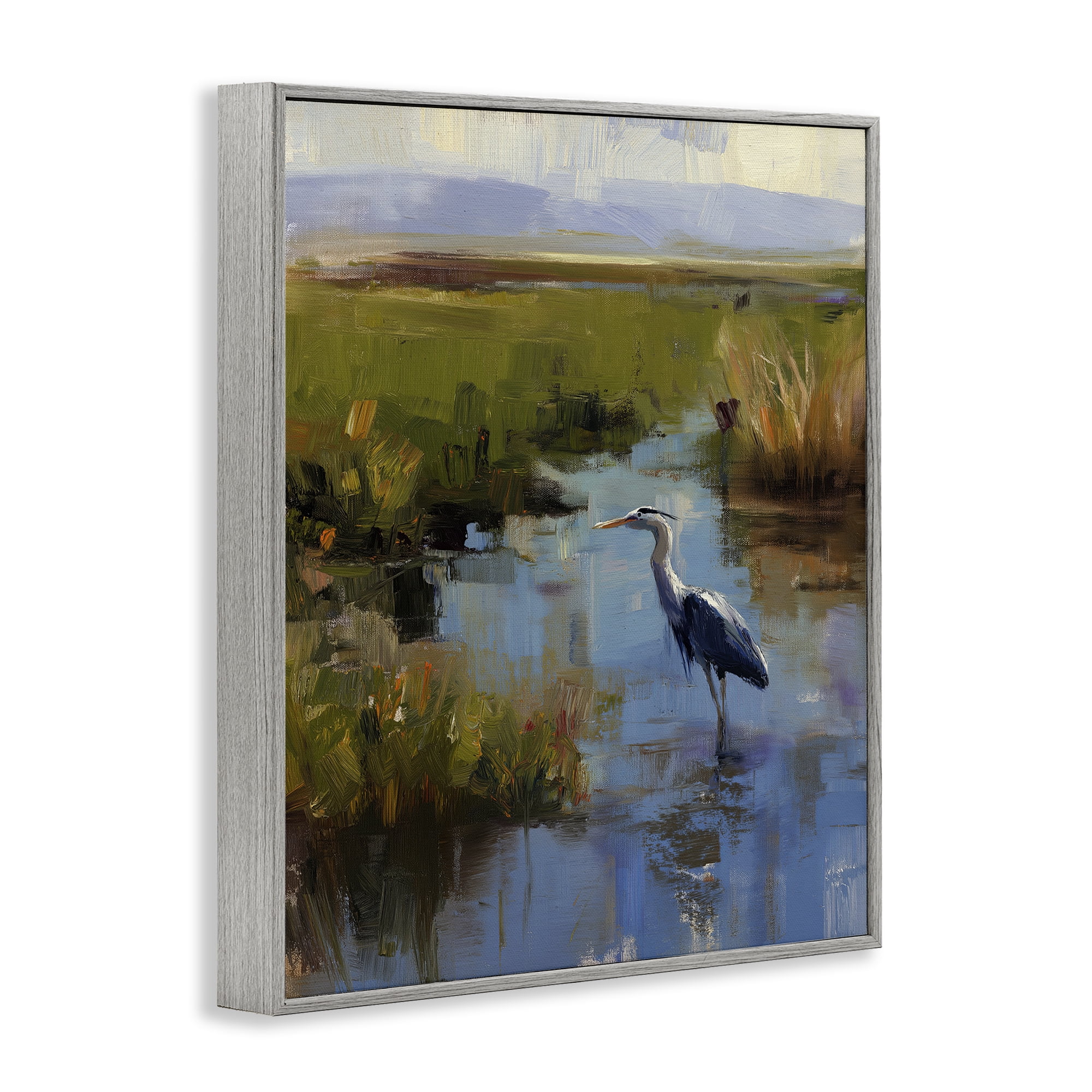 Stupell Industries Bird Among The Reeds Gray Framed Giclee Art, design by Svetlana Aleynikova