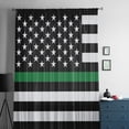 thumbnail image 5 of Thin Green White Line Semi Sheer Curtains Drapes for Living Room, Bedroom, French Doors Window 45 Inches Long, American Flag Star Rod Pocket Chiffon Curtain Drapery Voile Draperies Panel, 5 of 6