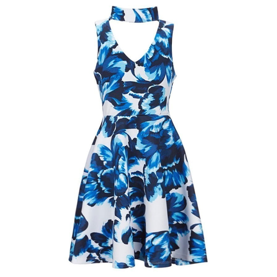 Flower Print Fit-And-Flare Dress ...