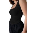 thumbnail image 1 of Débardeur Ajusté Sans Manches Couleur Unie Extensible Col en U pour Femmes Été, 1 of 5