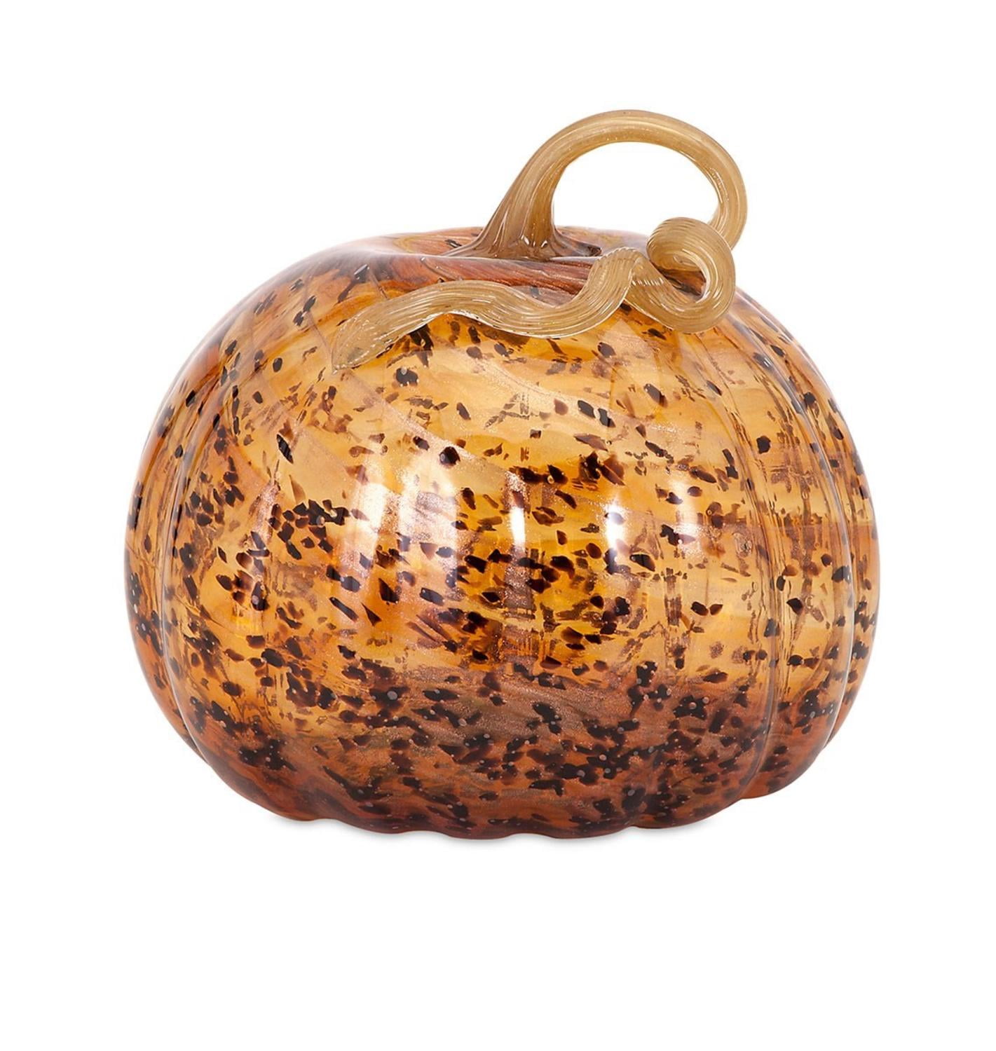 12” Hand Crafted Tortoise Orange Glass Decorative Pumpkin - Walmart.com