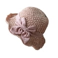 thumbnail image 2 of Beach Bucket Hat for Women Ladies Wide Brim Summer Straw Sun Hat UPF50+ Foldable Travel Cap UV Sun Protection Hat with Ruffled Bow, 2 of 6