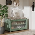 thumbnail image 6 of Innovaze Shoe Rack bench with Cushion Seat, Shoe Cabinet for Entryway, Metal, Green, 6 of 8