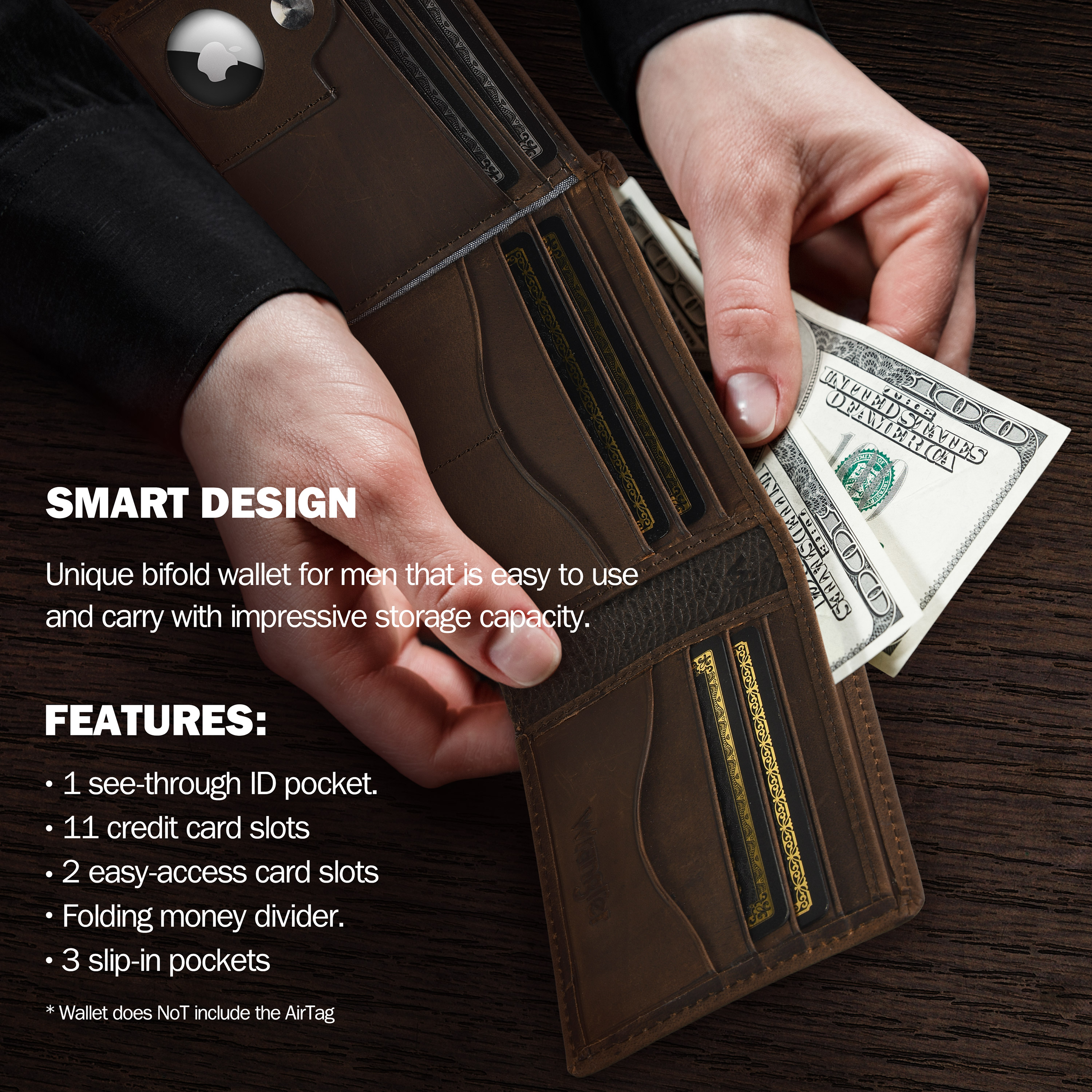 Wrangler Men's Bifold Wallet, Genuine Leather RFID photo 5