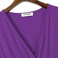 thumbnail image 3 of Leadingstar Women Solid Long Sleeve Elastic Waist Wrap V-Neck Fit Flare Dress Burgundy L, 3 of 9