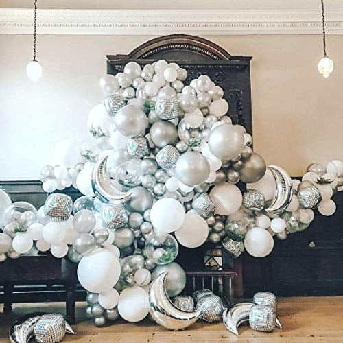 Paquete de 70 globos de fiesta blancos de 12 pulgadas+5 pulgadas Globos de látex Set de gl Pukavt Pukavt
