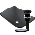 thumbnail image 1 of Novatto TIS-317GMB Rettangolare Clear Slate Grey Glass Scalloped Vessel Sink with Drain, 1 of 7