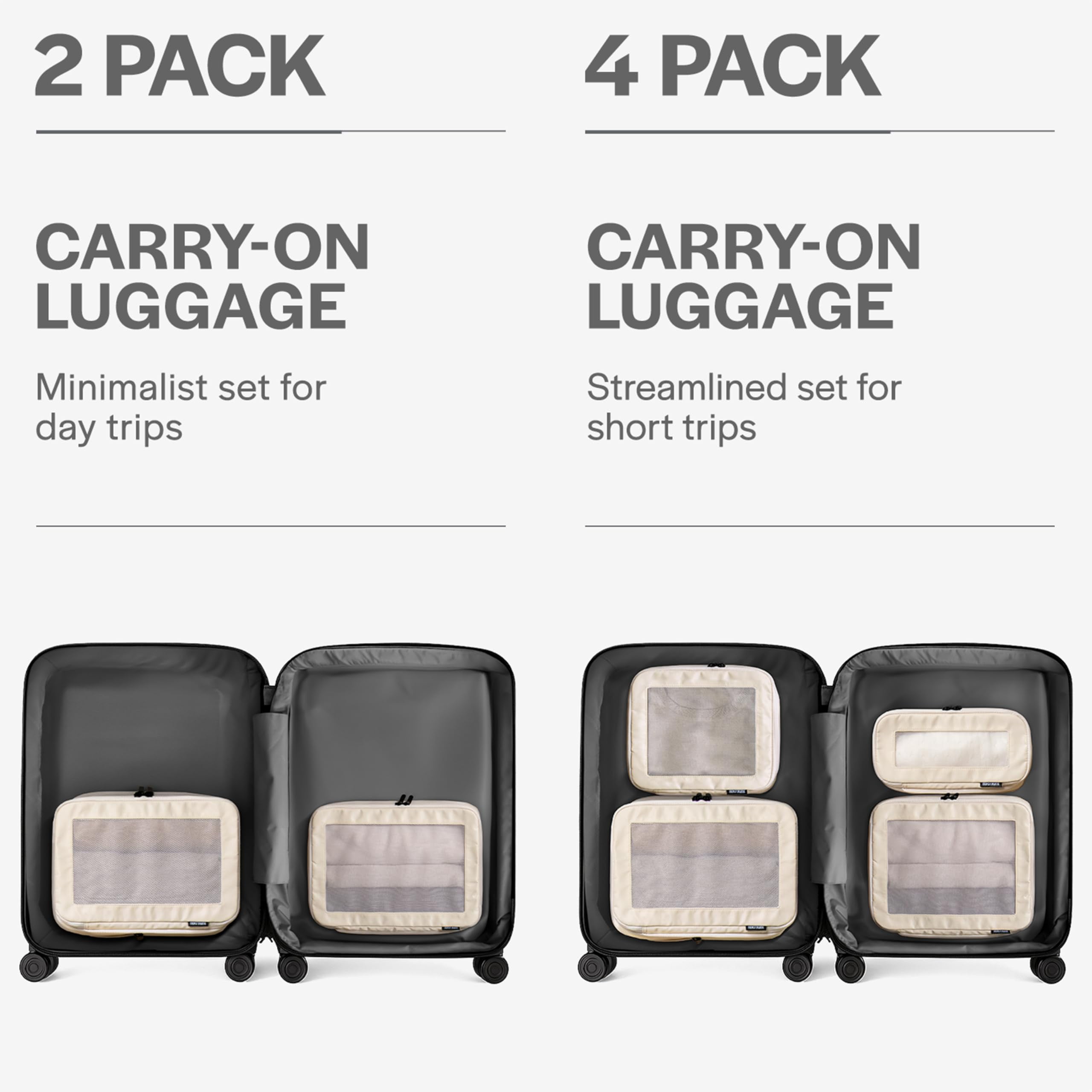 Beige 2-Pack Packing Cubes Travel Luggage Organizers