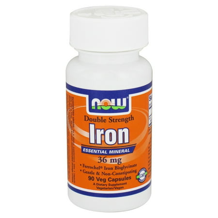 NOW Foods - Iron Double Strength Essential Mineral 36 mg. - 90 Vegetarian