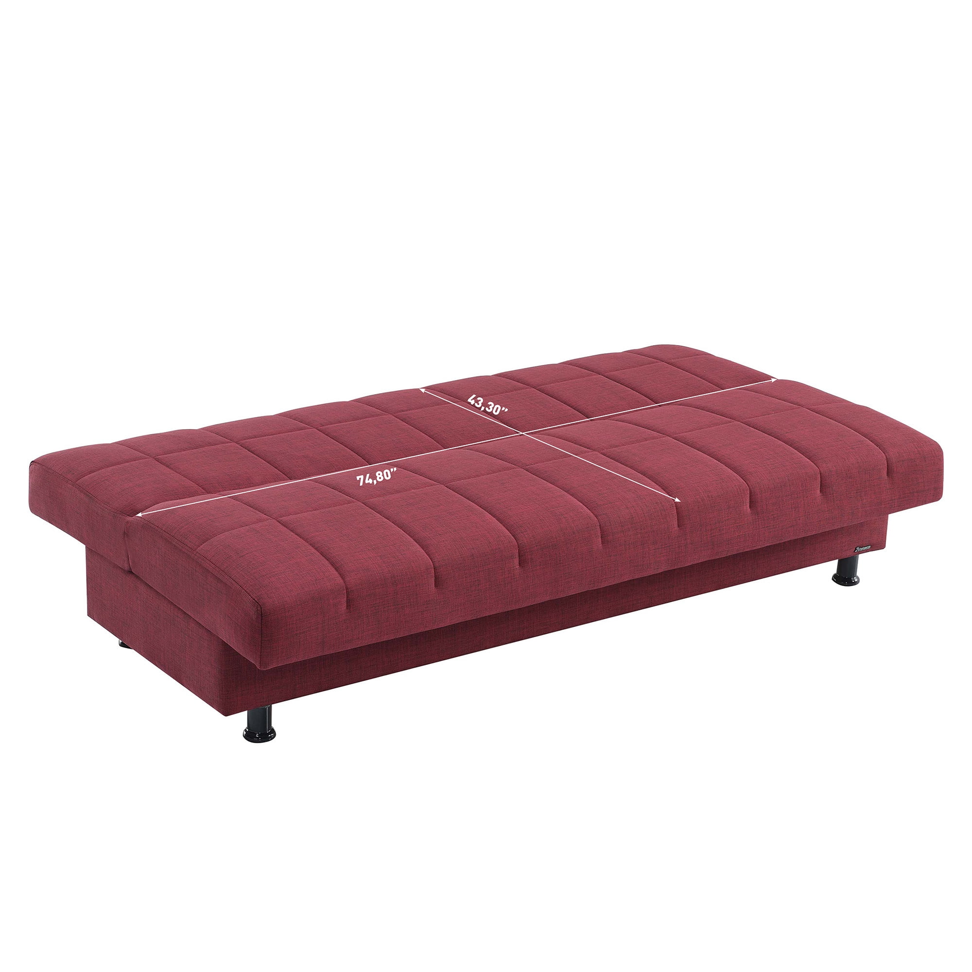 Ottomanson 75" Convertible Sofa Couch for Living Room, Chenille Modern Sofa Bed with Storage, Burgundy