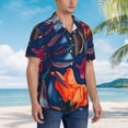 thumbnail image 5 of Bixox Men's Hawaiian Shirts Men's Tropical Flower Print Short-Sleeve Shirt-Large, 5 of 8