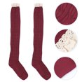 thumbnail image 4 of Chidian Thigh High Socks Over the Knee Socks Long Knee High Socks Lolita Socks for ( Claret ), 4 of 10