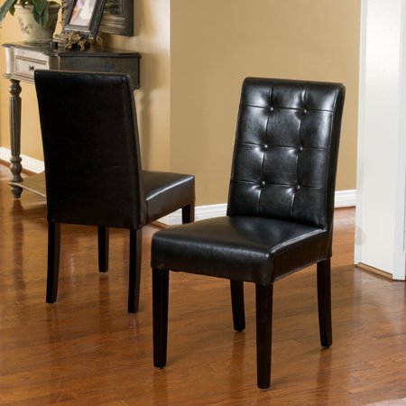2 Black Dining Chairs - Noble House Randall Black Bonded Leather Dining Chairs (Set of 2)