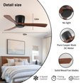 thumbnail image 3 of Eowynic 52 incn Modern Black Ceiling Fan No Light and Remote Control, 3 Wood Blades, DC Motor, 6 Speed, Flush Mount, 3 of 6