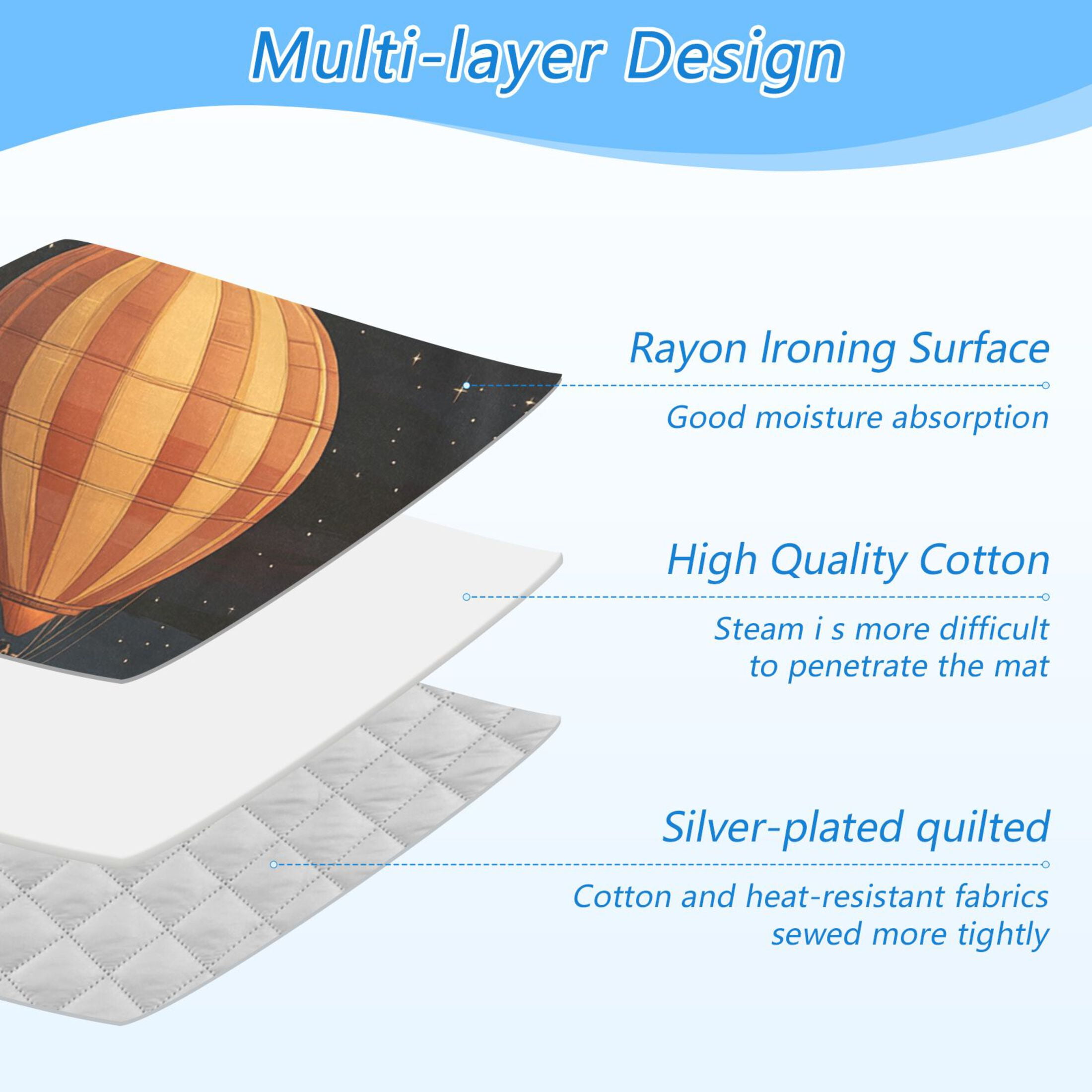 Colorful Hot Air Balloon Ironing Mat Blanket for Table Top Travel Portable Ironing Board Pad 47.2x27.6 Inch