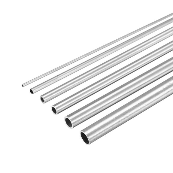 Uxcell 1mm-6mm OD 0.15mm/0.6mm Thickness 300mm Length 304 Stainless Steel Tube, Pack of 6