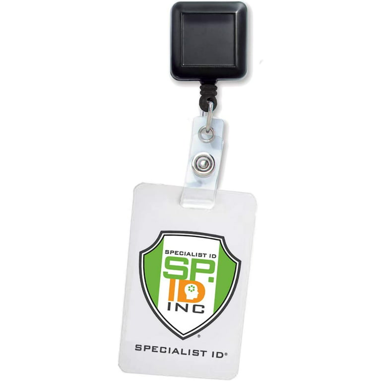 100 Pack - Retractable Square Badge Reel with Strong Pinch Clip